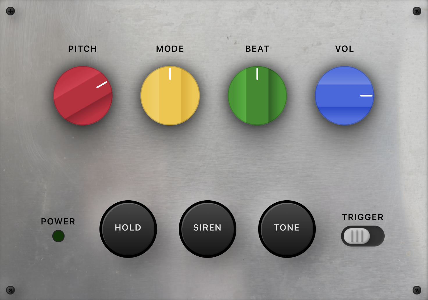 Dub Siren pedal-style control panel